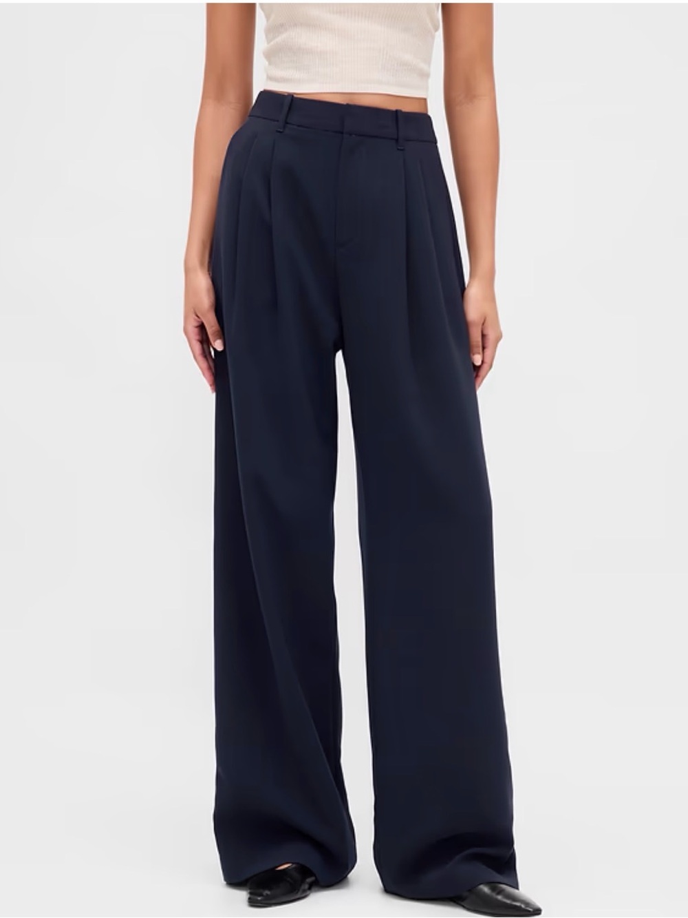 Gap Wide Leg High-Rise Trousers in Navy - Picture 2 of 5